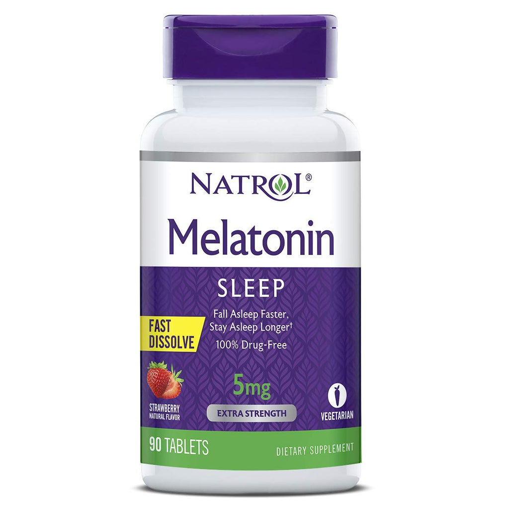 [Australia] - Natrol Melatonin Fast Dissolve Tablets, Helps You Fall Asleep Faster, Stay Asleep Longer, Easy to take, Dissolves in Mouth, Strengthen Immune System, Strawberry Flavor, 5mg, 90 Count 90 Count (Pack of 1) 