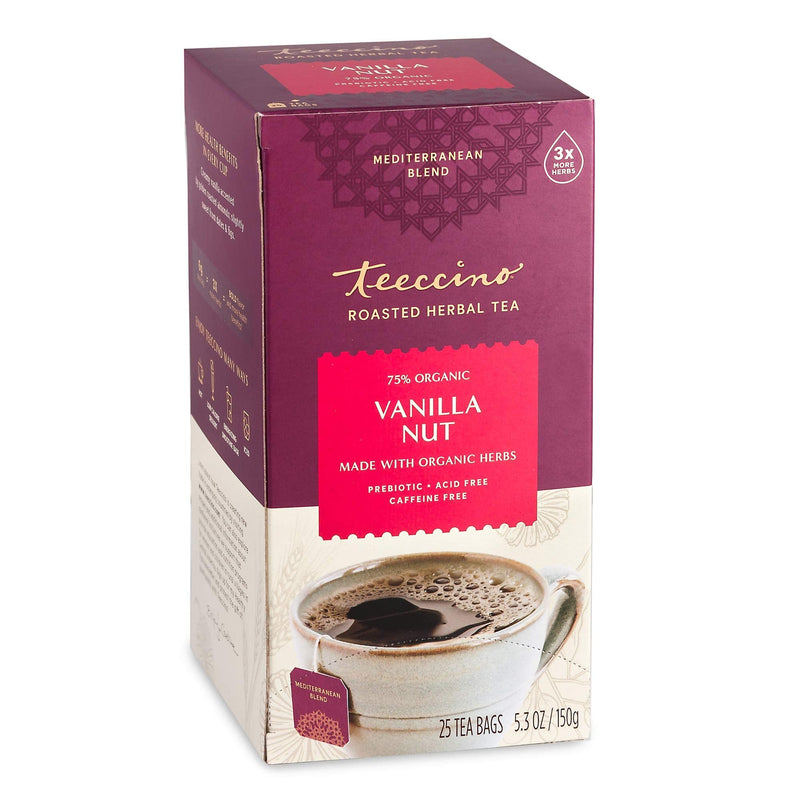 [Australia] - Teeccino Herbal Tea – Vanilla Nut – Rich & Roasted Herbal Tea That’s Caffeine Free & Prebiotic for Natural Energy, 25 Tea Bags 25 Count (Pack of 1) 