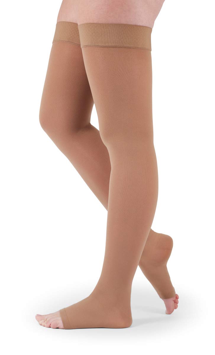[Australia] - medi Assure, 20-30 mmHg,Thigh High Compression w/Silicone Top-Band Open Toe Beige Small (1 Pair) 