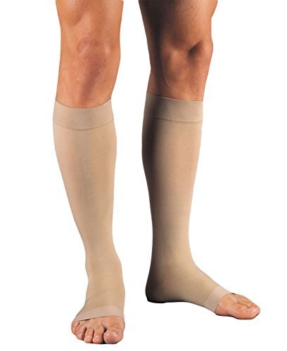 [Australia] - Relief 20-30 mmHg Unisex Open Toe Knee High Support Sock with Silicone Top Band Size: Large Beige 