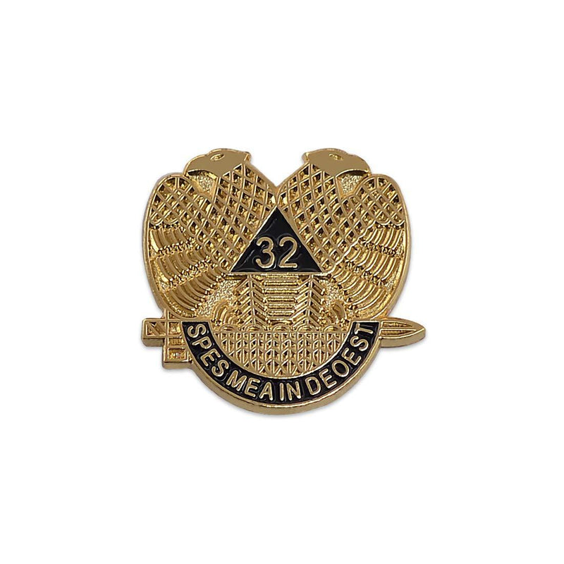 [Australia] - 32nd Degree Scottish Rite Masonic Lapel Pin - [Gold & Black][3/4'' Tall] 