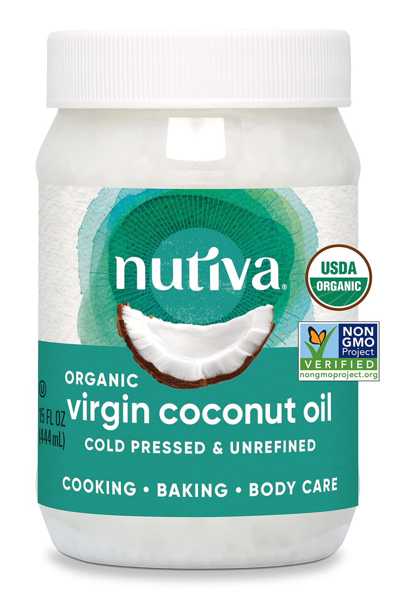 [Australia] - Nutiva Organic Cold-Pressed Virgin Coconut Oil, 15 Fl Oz, USDA Organic, Non-GMO, Whole 30 Approved, Vegan, Keto, Fresh Flavor and Aroma for Cooking & Healthy Skin and Hair 15 Fl Oz (Pack of 1) 