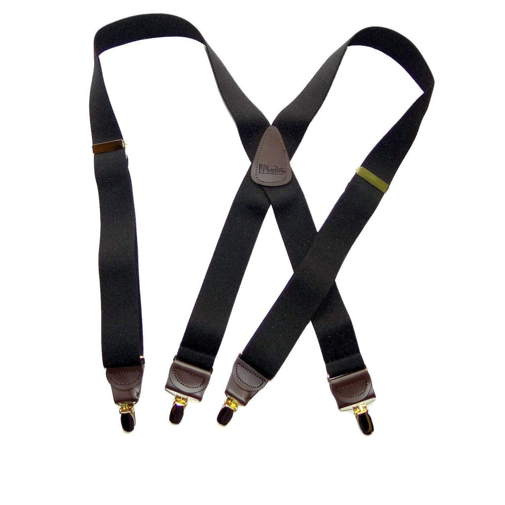 [Australia] - Holdup Brand Black Pack 1 1/2" Suspenders in X-back with Patented No-slip Gold-tone Clips 