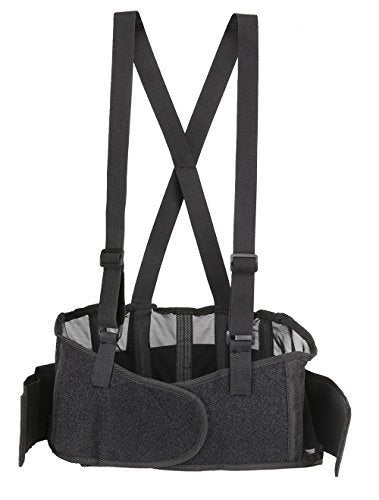 [Australia] - Back Brace Lumbar Support with Adjustable Suspenders, Hook and Loop Fastener, Breathable Back Panel Made with Spandex Material, Removable Straps Large(Pack of 1) 