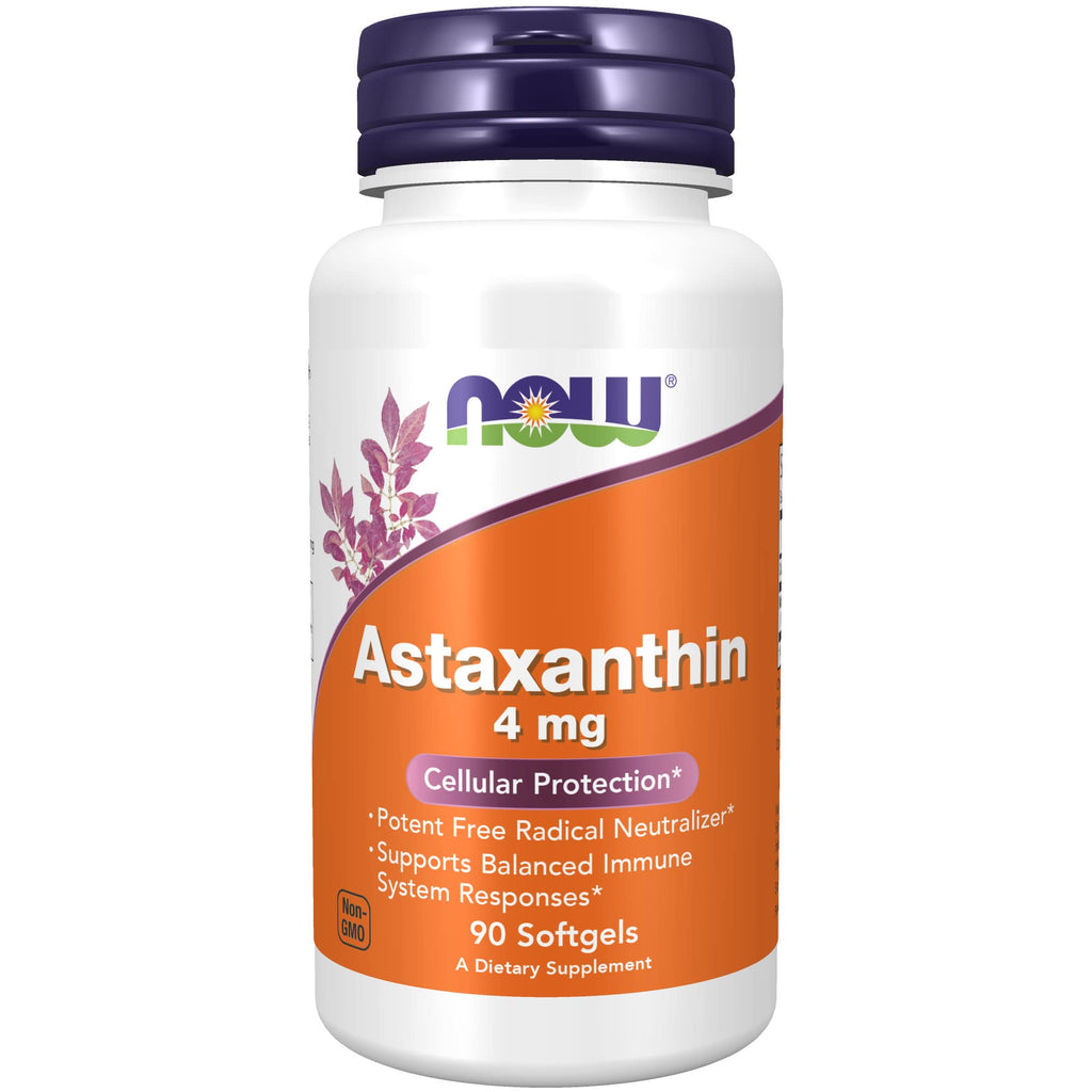 [Australia] - NOW Supplements, Astaxanthin 4 mg derived from Non-GMO Haematococcus Pluvialis Microalgae and has naturally occurring Lutein, Canthaxanthin and Beta-Carotene, 90 Softgels 