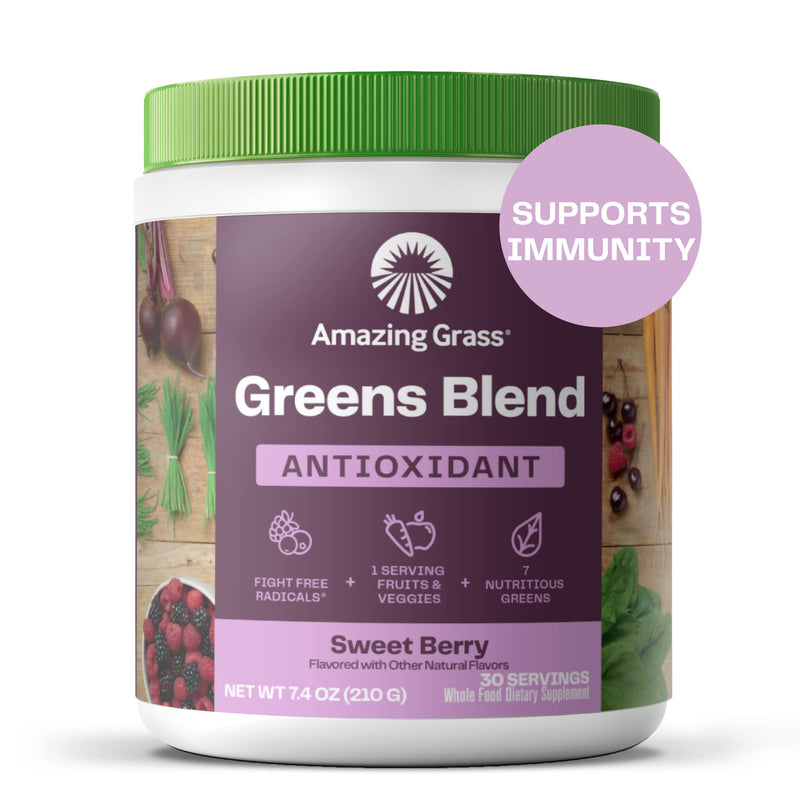 [Australia] - Amazing Grass Greens Blend Antioxidant: Super Greens Powder Smoothie Mix with Spirulina, Beet Root Powder, Elderberry, Bilberry, Prebioitics & Probiotics, Sweet Berry, 30 Servings (Packaging May Vary) Antioxidant Berry 30 Servings (Pack of 1) 