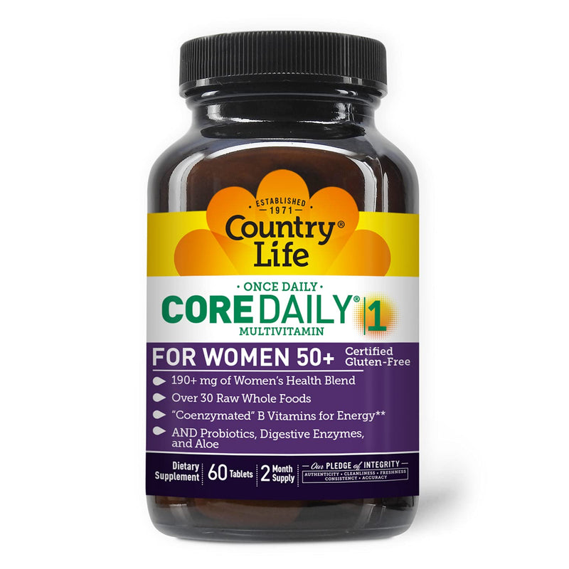 [Australia] - Country Life Core Daily-1 for Women 50 Plus - 60 Tablets - 200+mg of Women's Health Blend - Over 30 Raw Whole Foods 