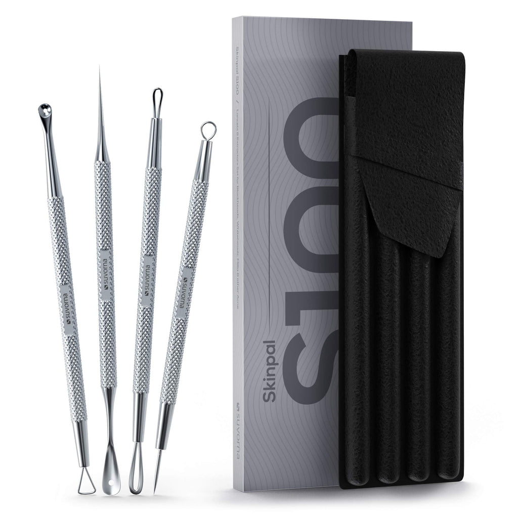 [Australia] - Suvorna Skinpal S100 Pimple Popper tool Kit. Blackhead, Whitehead Extractors, Zit, Blemish & Comedone Remover with Milia Needle/lancets. Dermatologist Grade Surgical Steel. Approved by Aestheticians. 