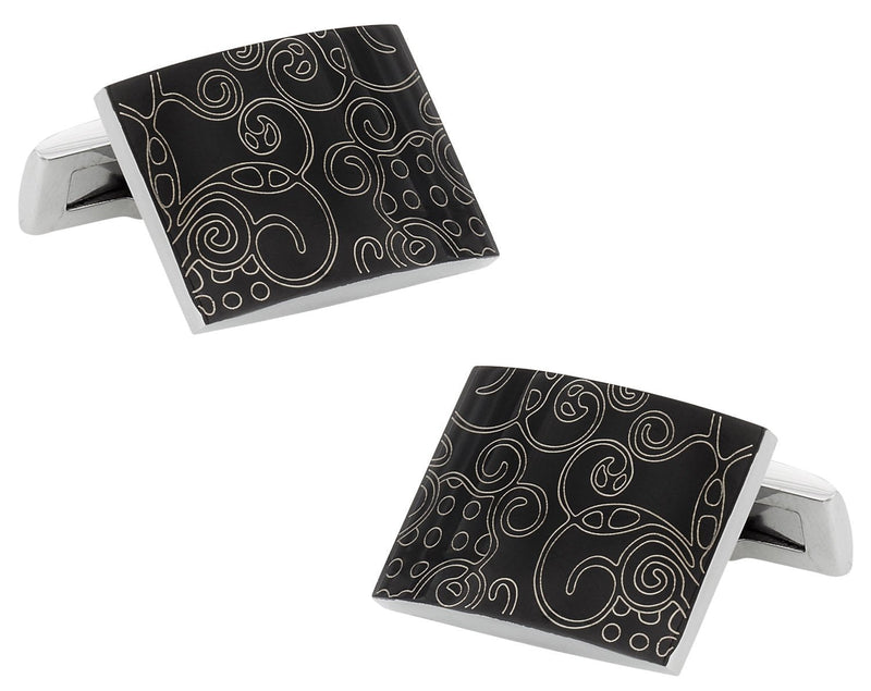 [Australia] - Cuff-Daddy Black Stainless Steel Cufflinks Art with Presentation Box 