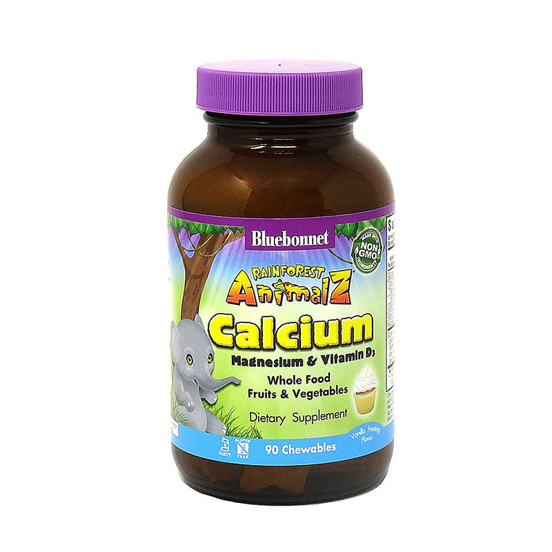 [Australia] - BlueBonnet Super Earth Rainforest Animalz Calcium Magnesium And Vitamin D3 Chews, Natural Vanilla Frosting, White, 90 Count 90 Count (Pack of 1) 