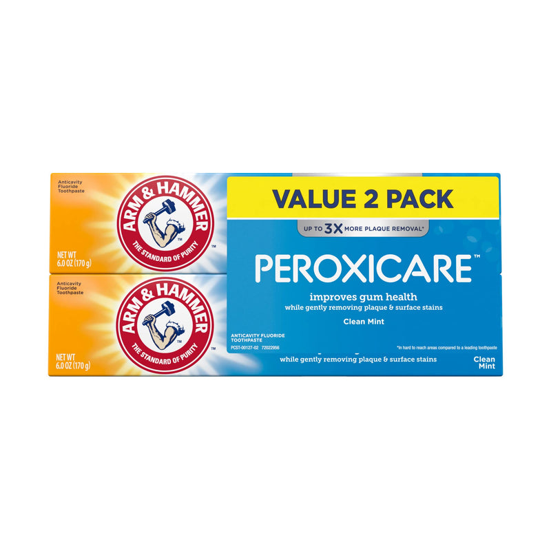 [Australia] - ARM & HAMMER Peroxicare Toothpaste, TWIN PACK (Contains Two 6oz Tubes) – Clean Mint- Fluoride Toothpaste 6 Ounce (Pack of 2) 