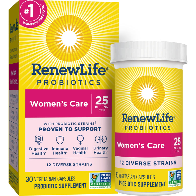 [Australia] - Renew Life Women's Probiotics 25 Billion CFU Guaranteed, 12 Strains, Shelf Stable, Gluten Dairy & Soy Free, 30 Capsules, Ultimate Flora Women's Care Beige 30 Count (Pack of 1) 