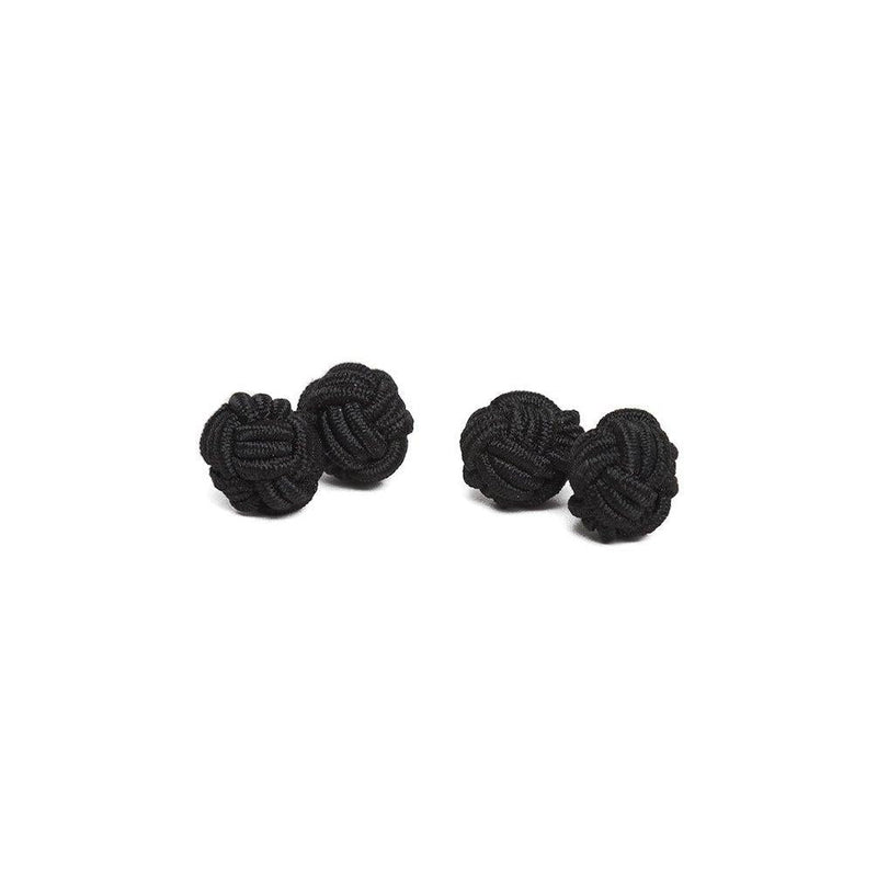 [Australia] - Jacob Alexander Pair of Solid Color Silk Knot Cufflinks Black 