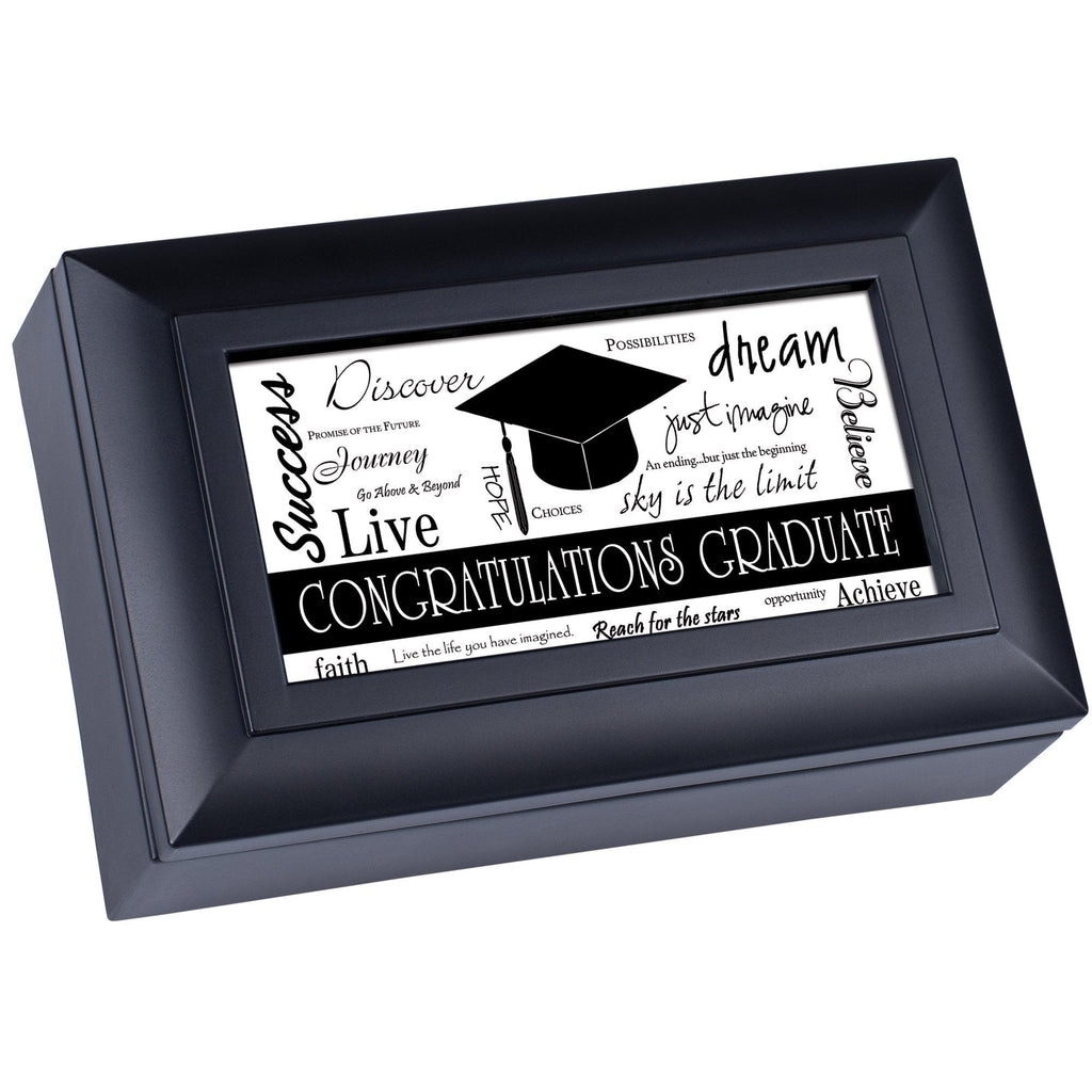 [Australia] - Congratulations Graduate Petite Black Graduation Musical Jewelry Box Plays Pomp and Circumstance 