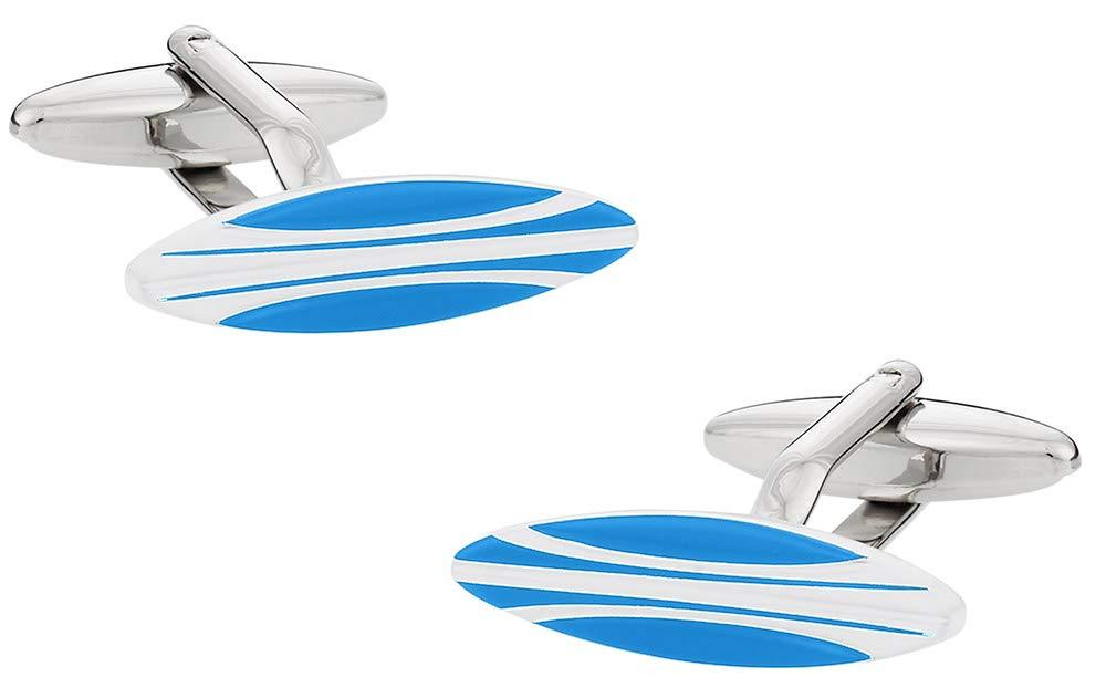 [Australia] - Cuff-Daddy Surfer Surfing Blue White Surfboard Cufflinks with Presentation Box 