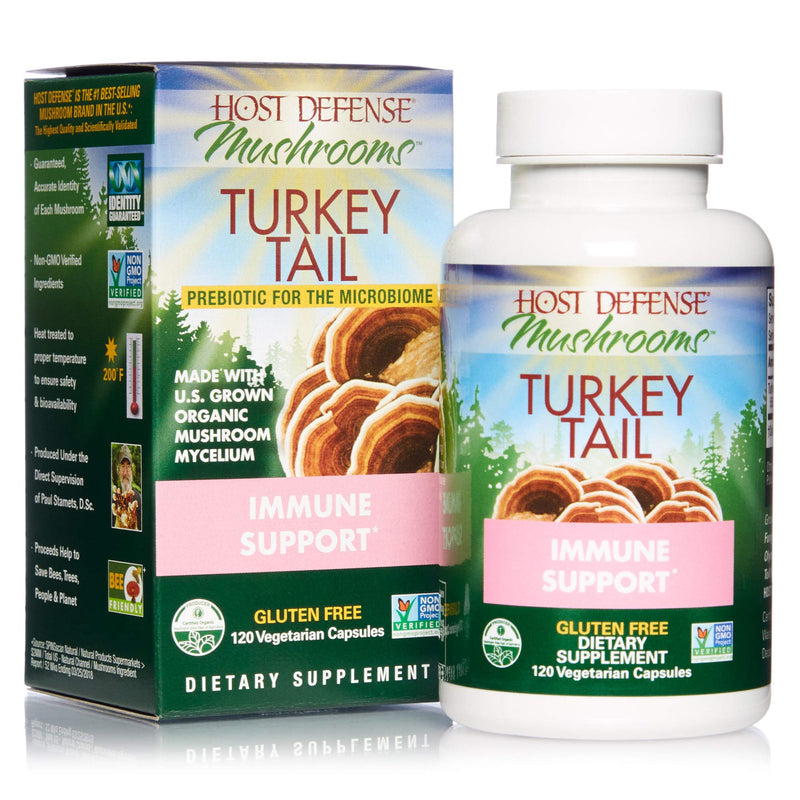[Australia] - Host Defense, Turkey Tail Capsules, Natural Immune System and Digestive Support, Mushroom Supplement, Unflavored, 120 120 Capsules 