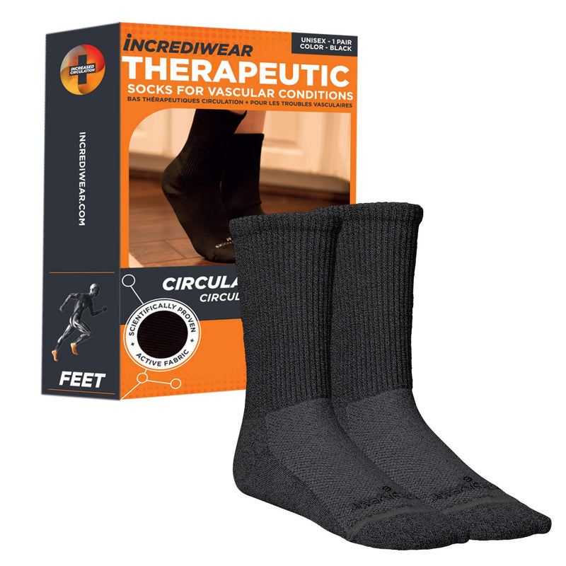 [Australia] - Incrediwear Circulation Socks – Women’s and Men’s Crew Socks (Black, Medium) Black 