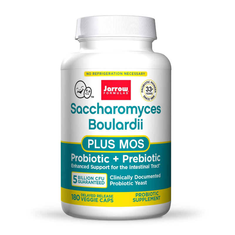 [Australia] - Jarrow Formulas Saccharomyces Boulardii + MOS - 5 Billion Viable Organisms Per Serving - 180 Delayed Release Veggie Caps - Probiotic + Prebiotic - Intestinal Tract Support - Up to 180 Servings 180 Count (Pack of 1) 
