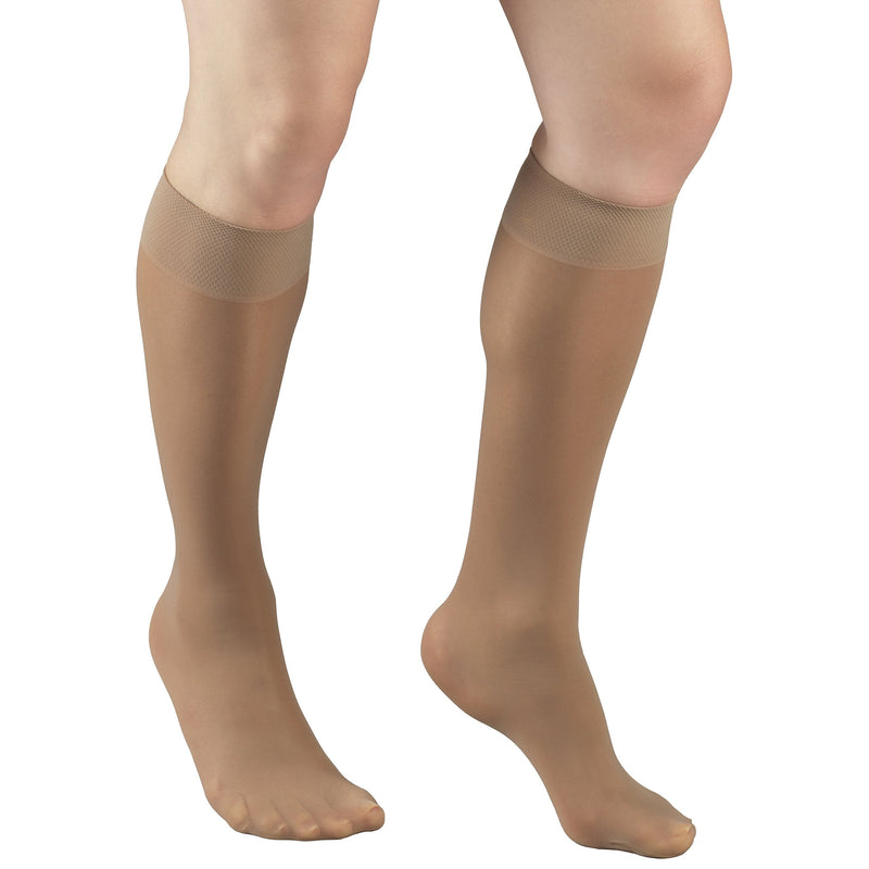 [Australia] - Truform Sheer Compression Stockings, 8-15 mmHg, Women's Knee High Length, 20 Denier, Beige, Large Large (1 Pair) 