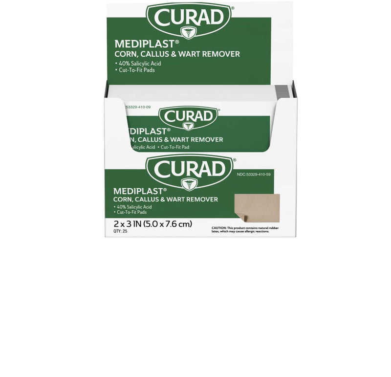[Australia] - Curad Mediplast Corn, Callus, & Wart Remover, 40% Salicylic Acid Pads for topical removal of corns, callus, or plantar warts (25 Pads) 