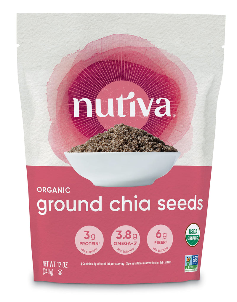 [Australia] - Nutiva Organic Premium Raw Ground Chia Seeds, 12 Oz, USDA Organic, Non-GMO, Whole 30 Approved, Vegan, Gluten-Free & Keto, Nutrient-Dense Seeds with 3g Protein & 5g Fiber for Salads, Yogurt & Smoothies 