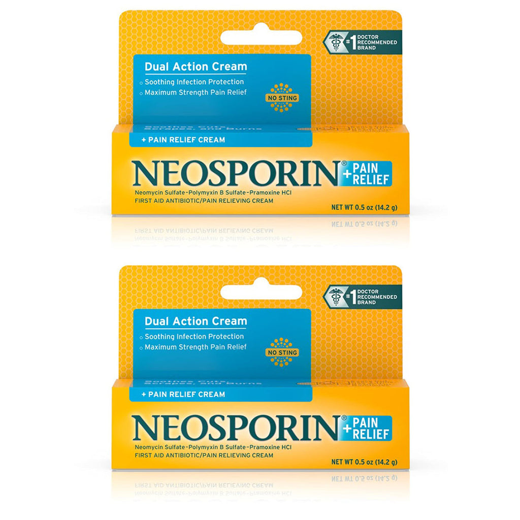 [Australia] - Neosporin + Maximum-Strength Pain Relief Dual Action Antibiotic Ointment with Bacitracin Zinc, 0.5 Ounce (Pack of 2) 0.5 Ounce (Pack of 2) 