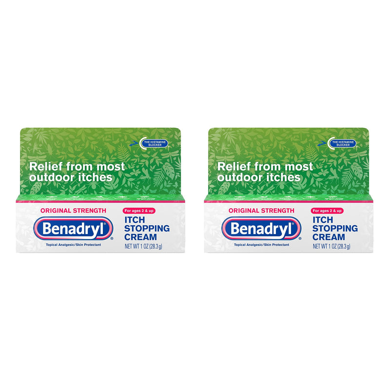 [Australia] - Benadryl Extra Strength Itch Stopping Anti-Itch Cream with Histamine Blocker, Diphenhydramine HCl Topical Analgesic & Zinc Acetate Skin Protectant for Relief from Most Outdoor Itches, 1 Oz (Pack of 2) 