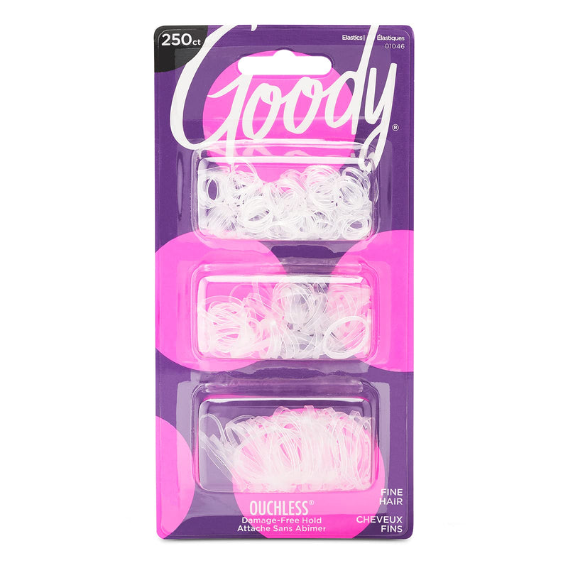 [Australia] - GOODY Ouchless Womens Polyband Elastic Hair Tie - 250 Count, Clear - Fine Hair - Hair Accessories to Style With Ease and Keep Your Hair Secured - Perfect for Fun and Unique Hairstyles - Pain-Free 250 Count (Pack of 1) 