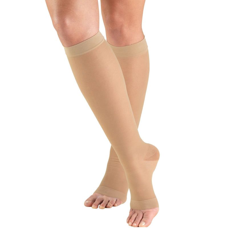 [Australia] - Truform Sheer Compression Stockings, 15-20 mmHg, Women's Knee High Length, Open Toe, 20 Denier, Nude, Large Large (1 Pair) 
