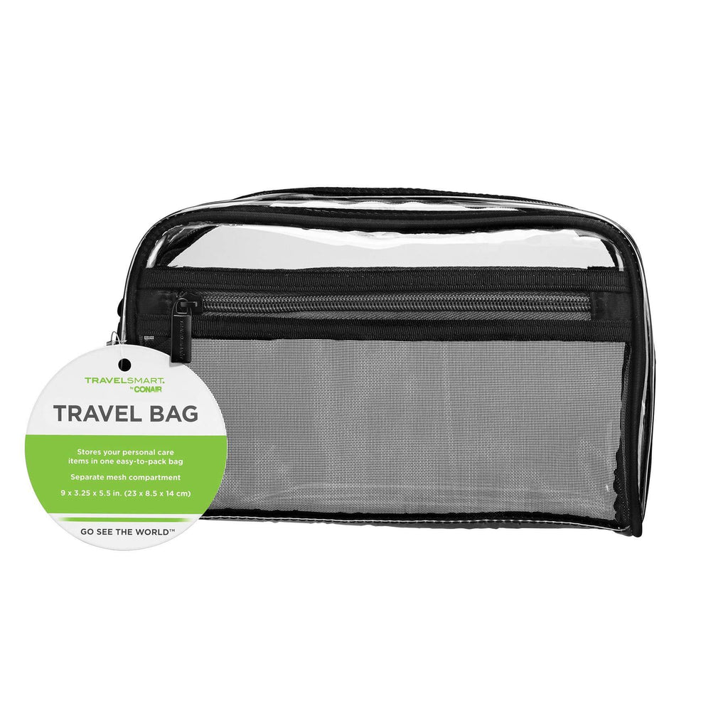 [Australia] - Travel Smart by Conair Sundry/Cosmetic Bag, Clear w/Mesh Pocket 