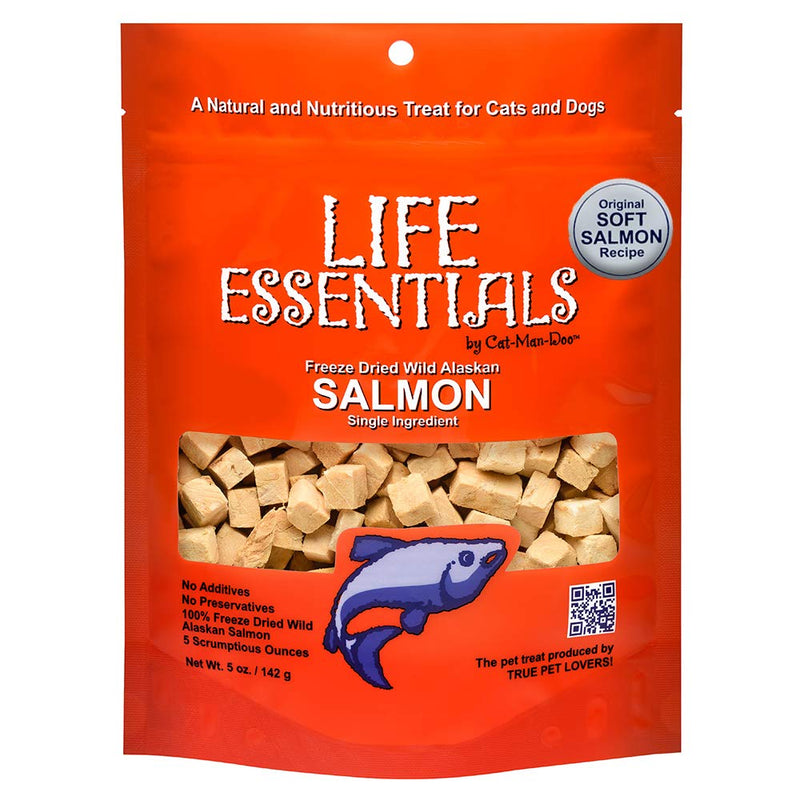 [Australia] - LIFE ESSENTIALS BY CAT-MAN-DOO All Natural Freeze Dried Wild Alaskan Salmon Treats for Cats & Dogs - Single Ingredient No Grain Snack with No Additives or Preservatives, 5 Ounce Bag 