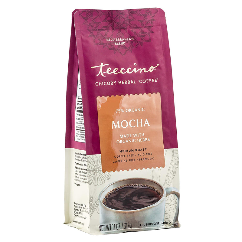 [Australia] - Teeccino Chicory Coffee Alternative - Mocha - Ground Herbal Coffee That’s Prebiotic, Caffeine-Free & Acid Free, Medium Roast, 11 Ounce 