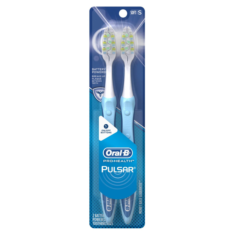 [Australia] - Oral-B Pulsar Soft Bristle Toothbrush Twin Pack (Colors May Vary) , Blue , 2 Count (Pack of 1) 
