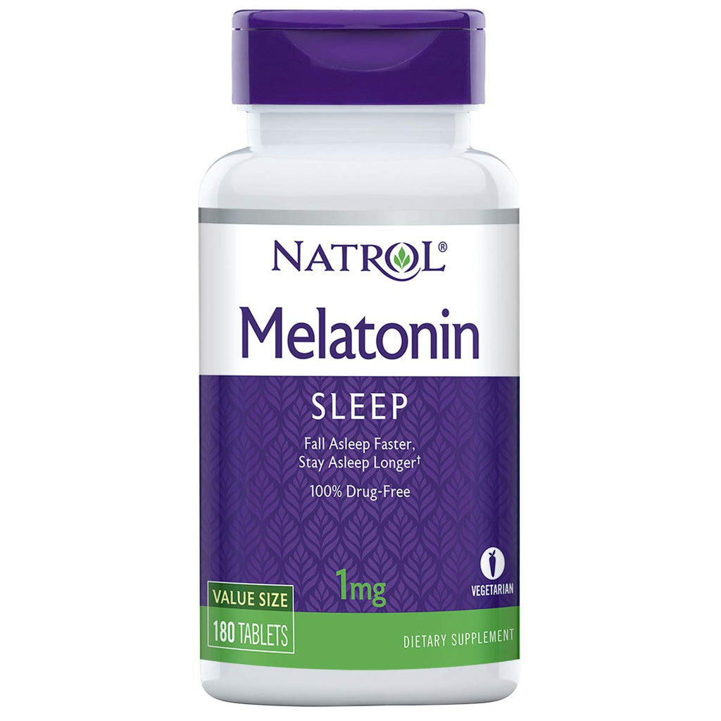 [Australia] - Natrol Melatonin Tablets, Helps You Fall Asleep Faster, Stay Asleep Longer, Strengthen Immune System, 100% Vegetarian, 1mg, 180 Count 