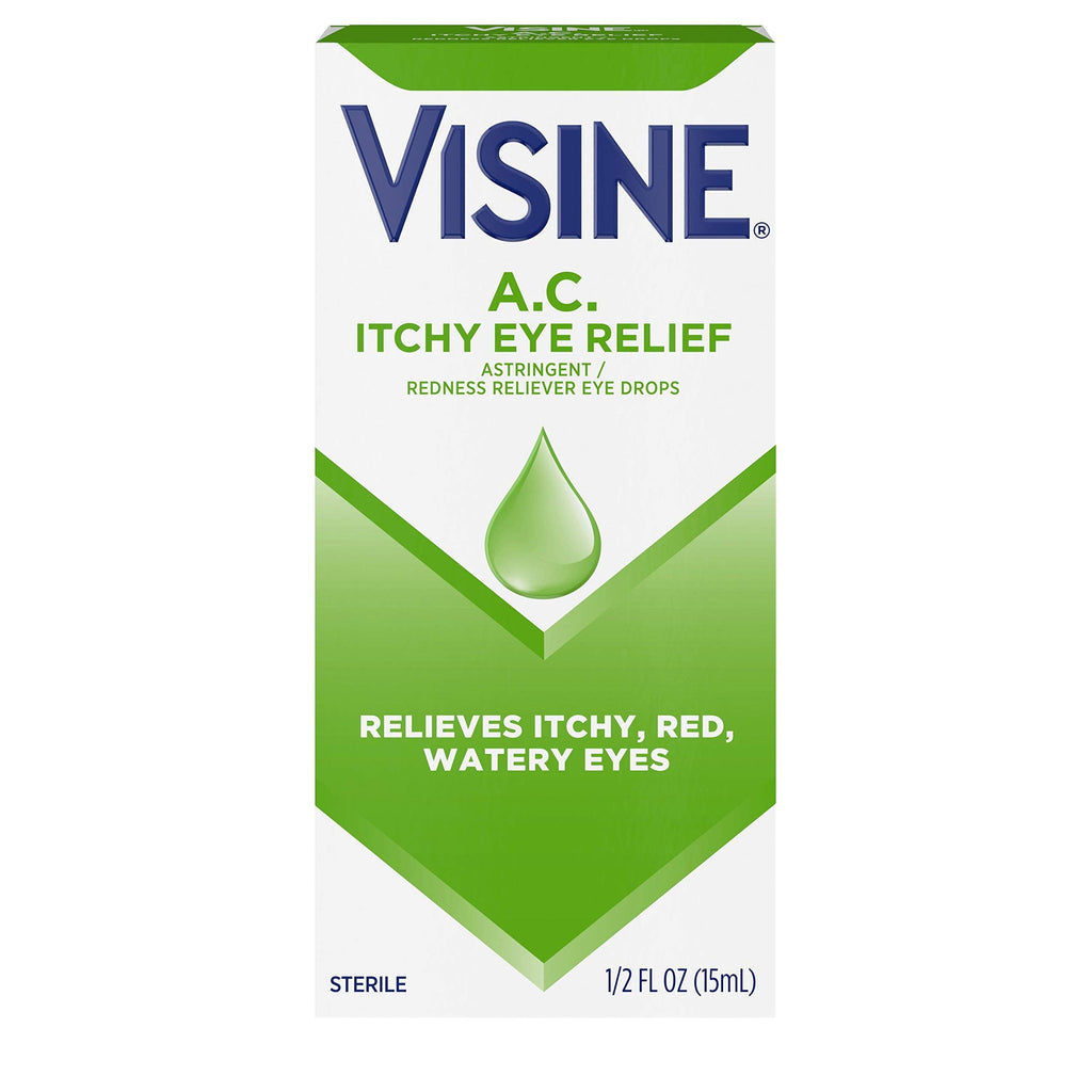 [Australia] - Visine A.C. Itchy Eye Relief Eye Drops with Zinc Sulfate & Tetrahydrozoline HCl, Eye Drop Treatment with Redness Reliever & Astringent for Itchy, Red, Watery & Irritated Eyes, 0.5 fl. oz 0.5 Fl Oz (Pack of 1) 