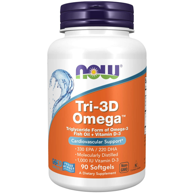 [Australia] - NOW Supplements, Tri-3D Omega™, Triglyceride Form of Omega-3 Fish Oil + Vitamin D-3, Molecularly Distilled, 90 Softgels 