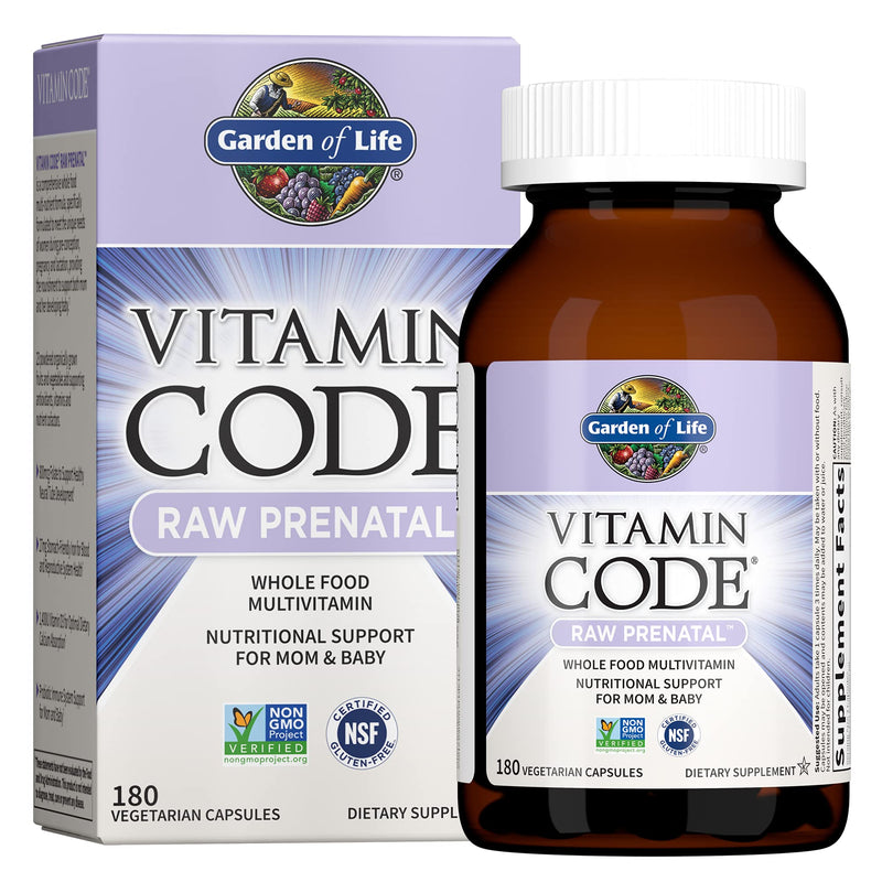 [Australia] - Prenatal Multivitamin for Women from Whole Foods with Biotin, Iron & Folate not Folic Acid, Probiotics for Immune Support - Vitamin Code Raw by Garden of Life - Pregnancy Must Haves - 180 Capsules 180 Count (Pack of 1) 