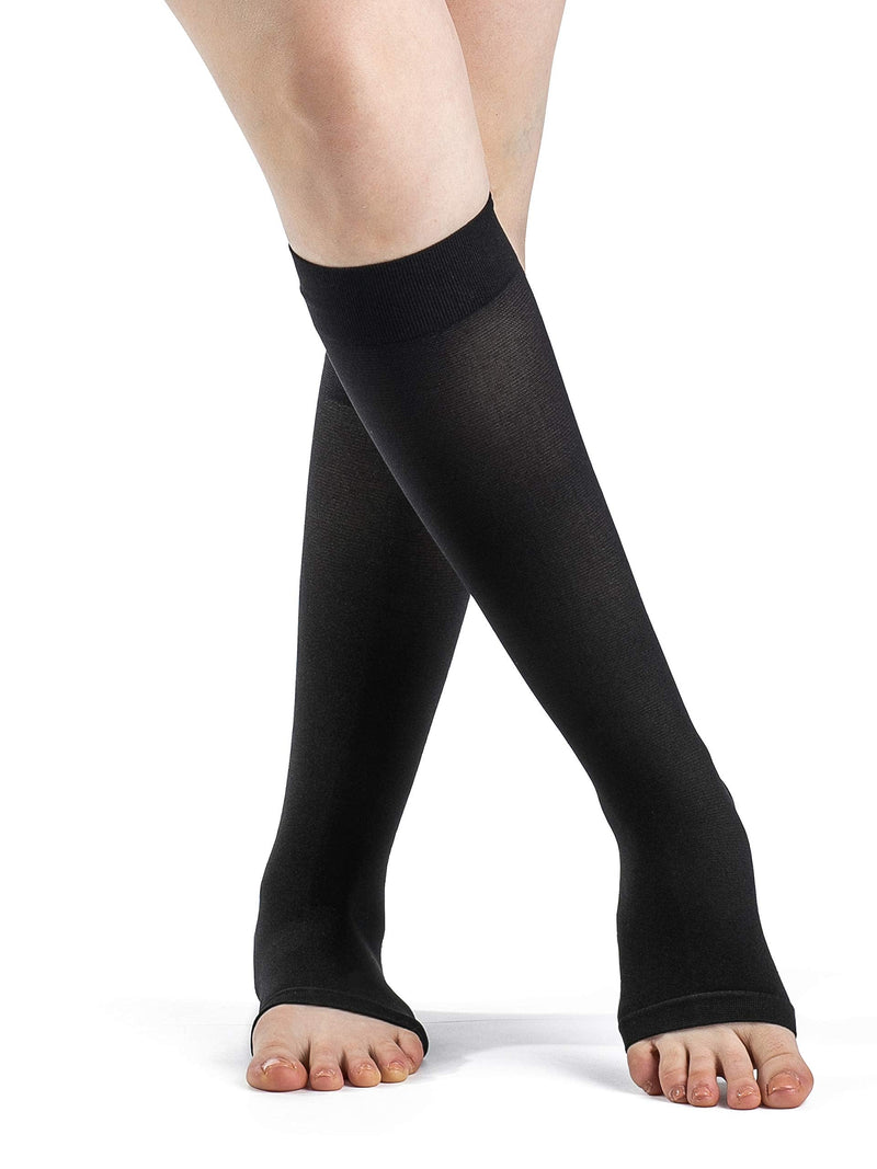 [Australia] - SIGVARIS Women’s DYNAVEN Open Toe Calf-High Socks 20-30mmHg Light Beige (Crispa) 1 Pair (Pack of 1) 