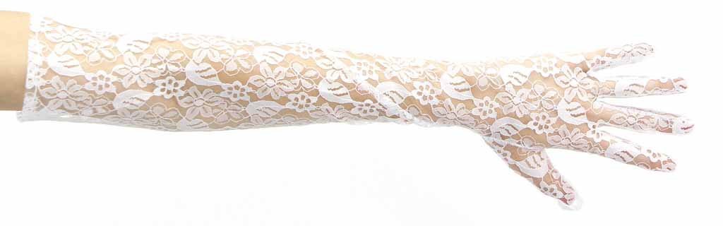 [Australia] - Fabulous Nylon Lace Opera Length Gloves White 