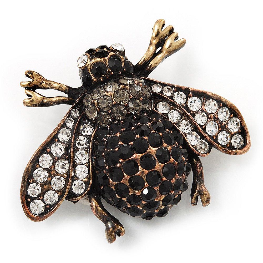[Australia] - Avalaya Vintage Diamante Bee Brooch (Burn Gold Metal) 