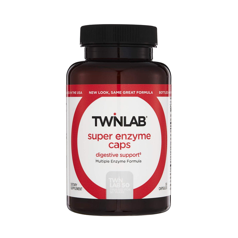 [Australia] - Twinlab Super Enzyme Caps - Digestive Enzymes with Pancreatin, Bromelain and Betaine HCL - Pancreatic Enzymes and Bromelain Supplement for Gut Health, Constipation Relief and Gas Relief, 50 Caps 