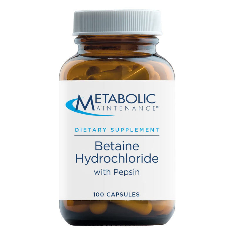 [Australia] - Metabolic Maintenance Betaine HCL + Pepsin Digestive Enzyme - Protein Digestion + Gut Health Support Supplement (100 Capsules) 