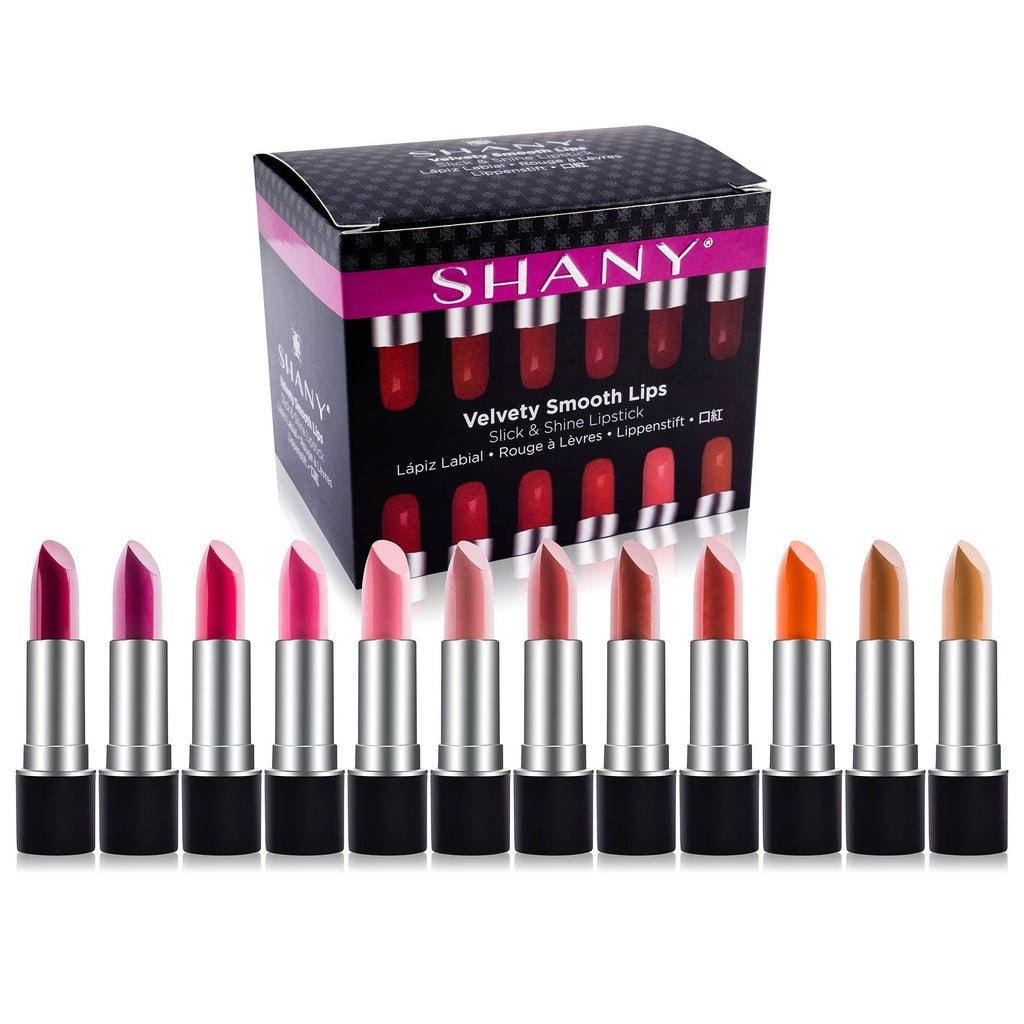 [Australia] - SHANY Slick & Shine Lipstick Set - 12 Matte color Long Lasting & Moisturizing Lip Colors with Vitamin E and Aloe Vera. 