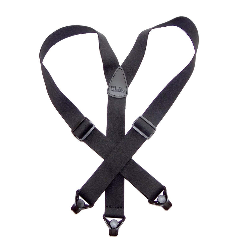 [Australia] - Holdup Suspender Company's No-buzz Airport Friendly All Black Y-back Suspenders with Patented composite plastic Gripper Clasps 