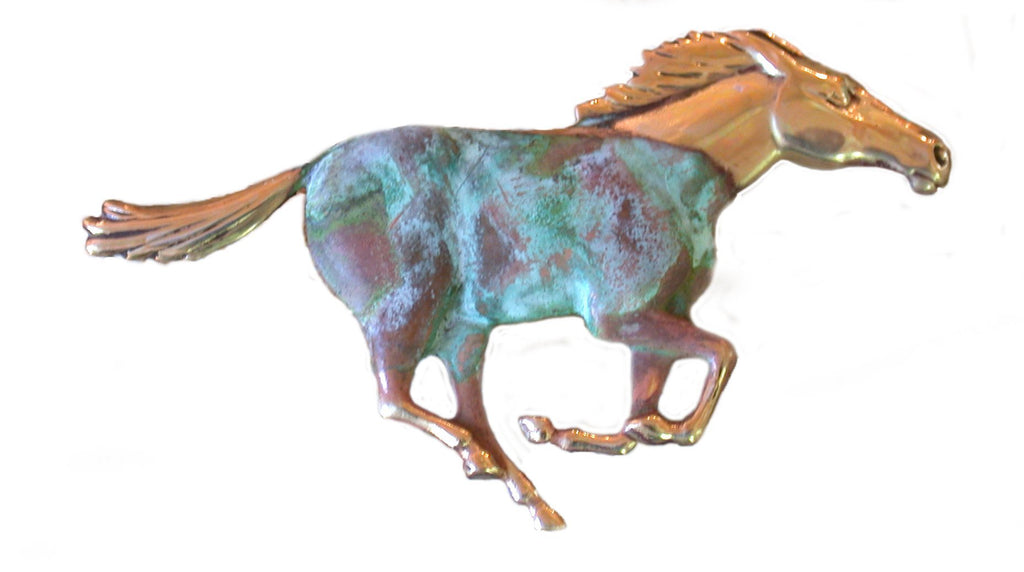 [Australia] - Elaine Coyne Verdigris Patina Solid Brass Galloping Horse Pin 