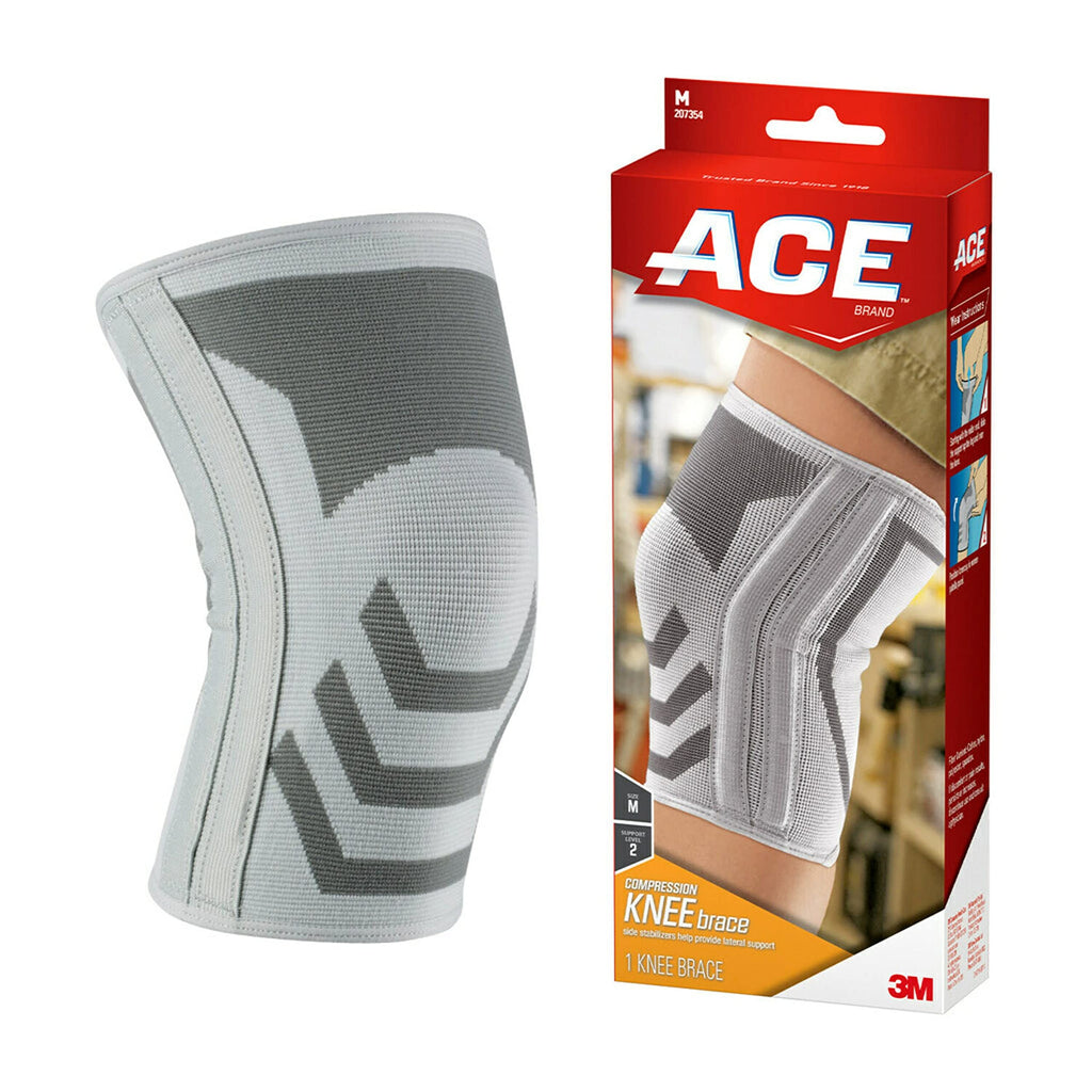 [Australia] - ACE-207354 Compression Knee Brace with Side Stabilizer, Helps support weak, injured, arthritic or sore knee, Satisfaction Guarantee,Medium(Pack of 1) Medium 