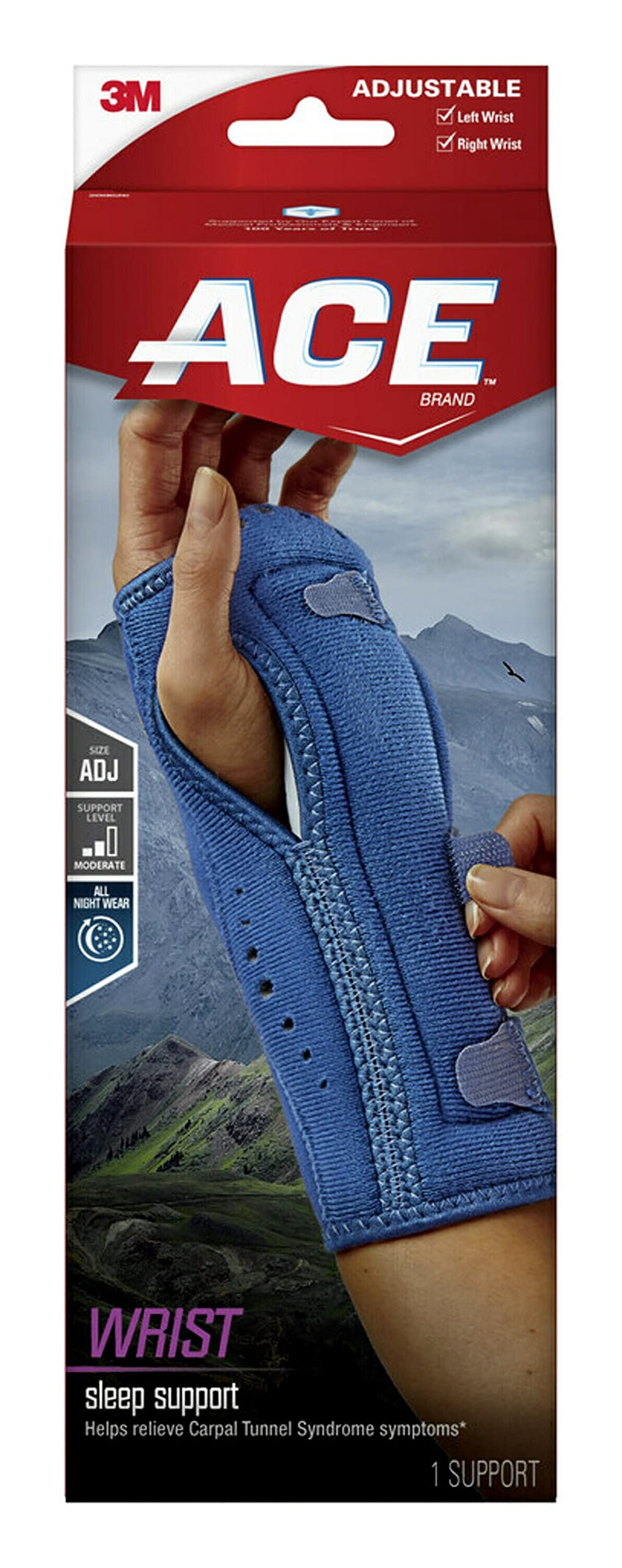 [Australia] - ACE Night Wrist Sleep Support, Adjustable, Blue, Helps Provide Relief from Symptoms of Carpal Tunnel Syndrome, and other Wrist Injuries Night Wrist Support 