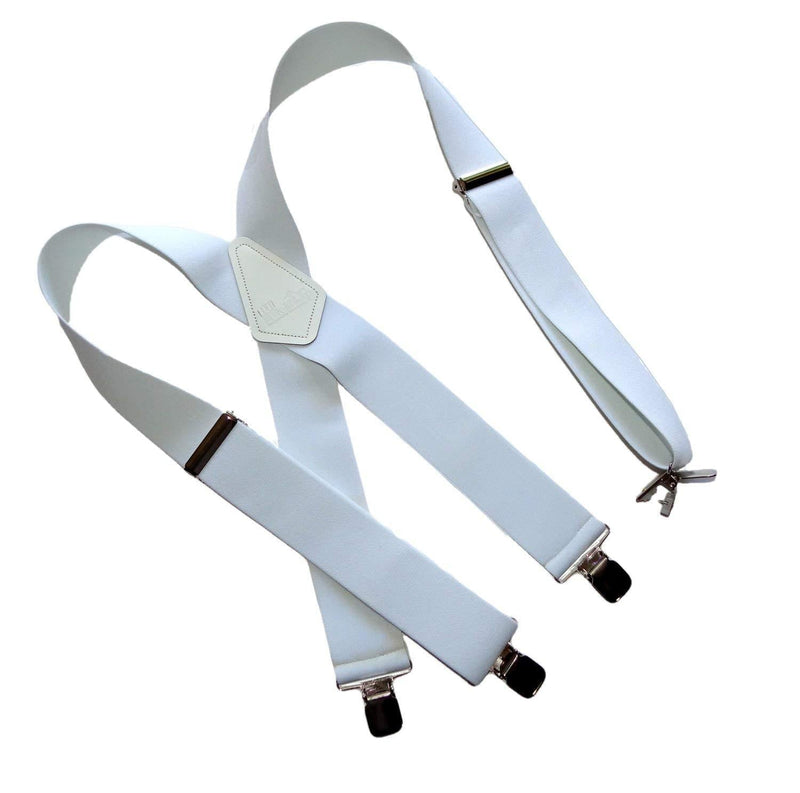 [Australia] - Holdup Contractor Series 2" X-back Work Suspenders with Patented No-slip Clips Bakers White 