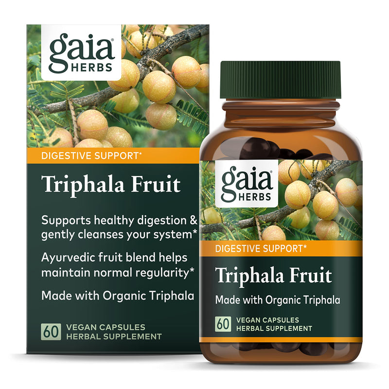 [Australia] - Gaia Herbs Triphala Fruit - Supports Digestive Health - Gently Cleanses Your System* - with Amla Fruit, Belleric Myrobalan, and Chebulic Myrobalan - 60 Vegan Capsules (30-Day Supply) Standard Packaging 