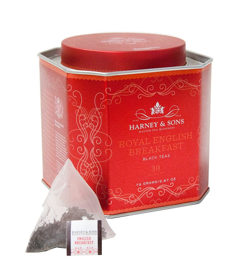 [Australia] - Harney & Sons Royal Tea Tin Blend of Black Teas, Great Present Idea Sachets, 2.67 Ozs, English Breakfast, 30 Count Royal English Breakfast Tea 
